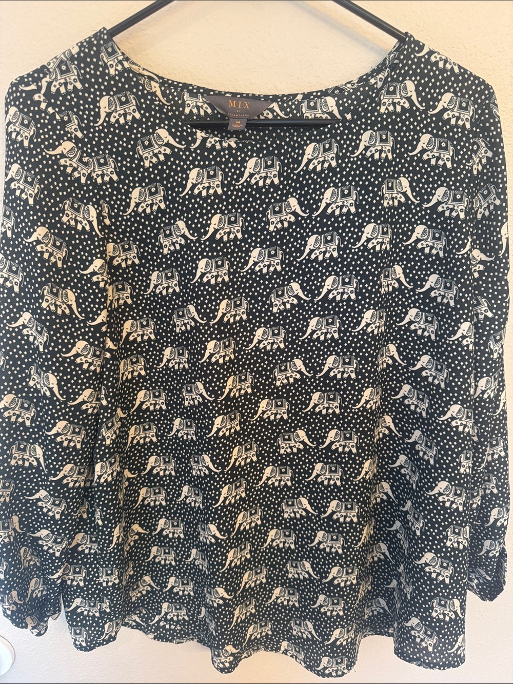 41 Hawthorn Green and Cream Elephant Print Top